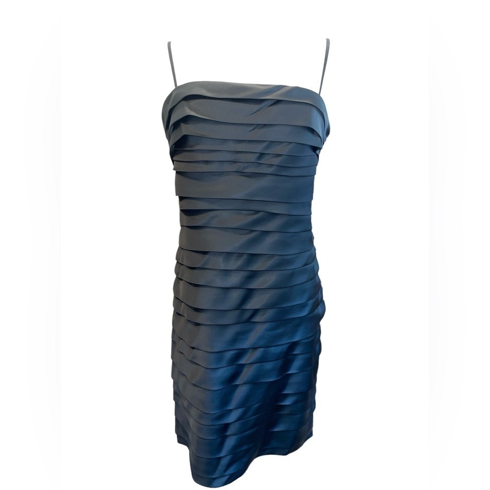 Calvin Klein Women's Dress M Black Spaghetti Straps Layered Side Zip Cocktail - Picture 1 of 8